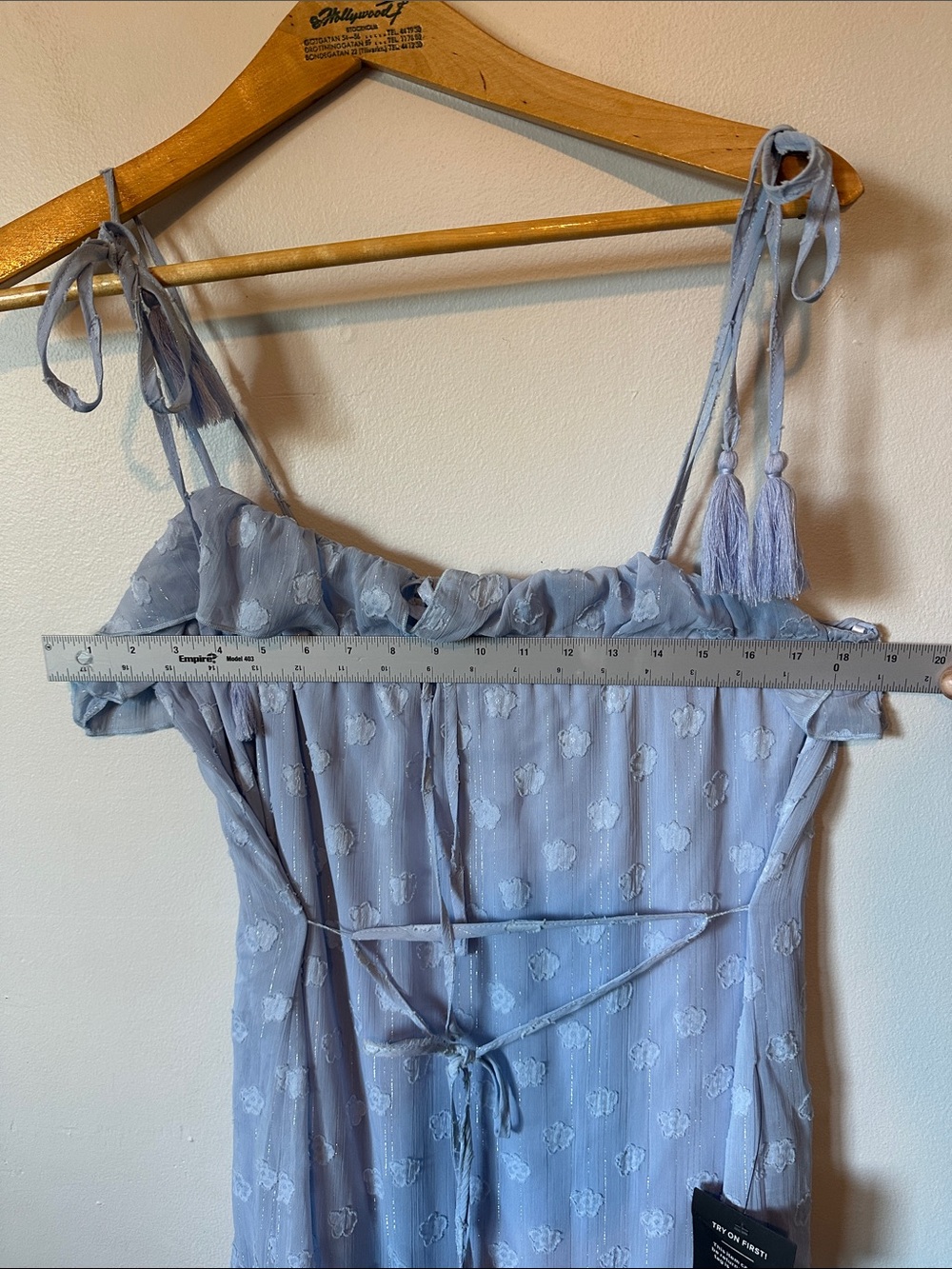 Lulus NWT Easily Adored Light Blue Floral Appliques Maxi Graduation Bridal Dress - Picture 9 of 13
